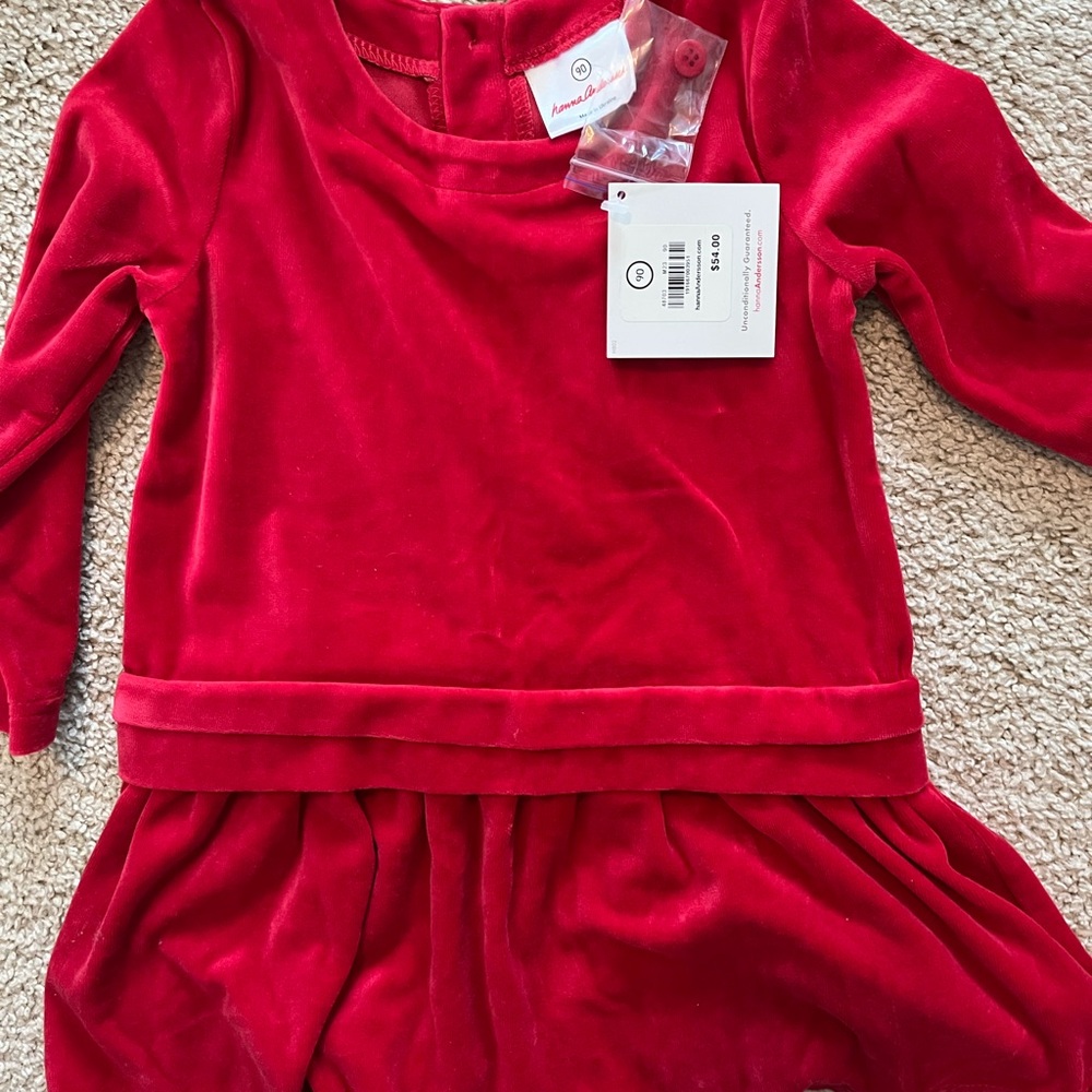 NWT Hanna Andersson Velour Long Sleeve Dress